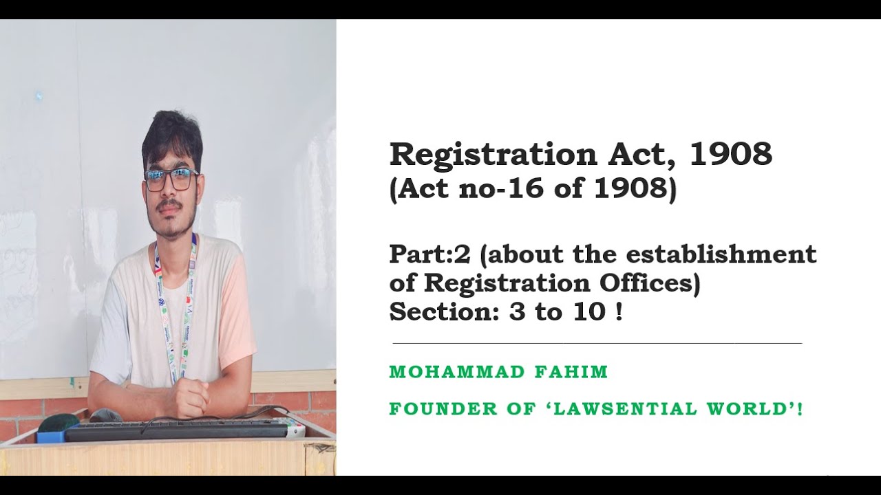 The Registration Act, 1908 ! Section 310 (Chapter2) ! Easy Explanations ! YouTube