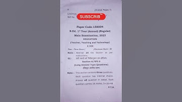 B.ed Ist year question paper 2023||Teacher, teaching and technology||Code -E (104)||