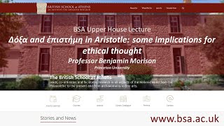 Prof Benjamin Morison, "Δόξα and ἐπιστήμη in Aristotle: some implications for ethical thought"