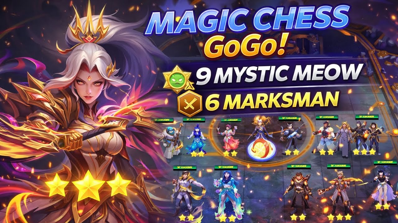 Strategi Mystic Meow 9 & Farm HANABI 3 Star + Full 6 Marksman !! Damage GILA !!! Magic Chess GoGo