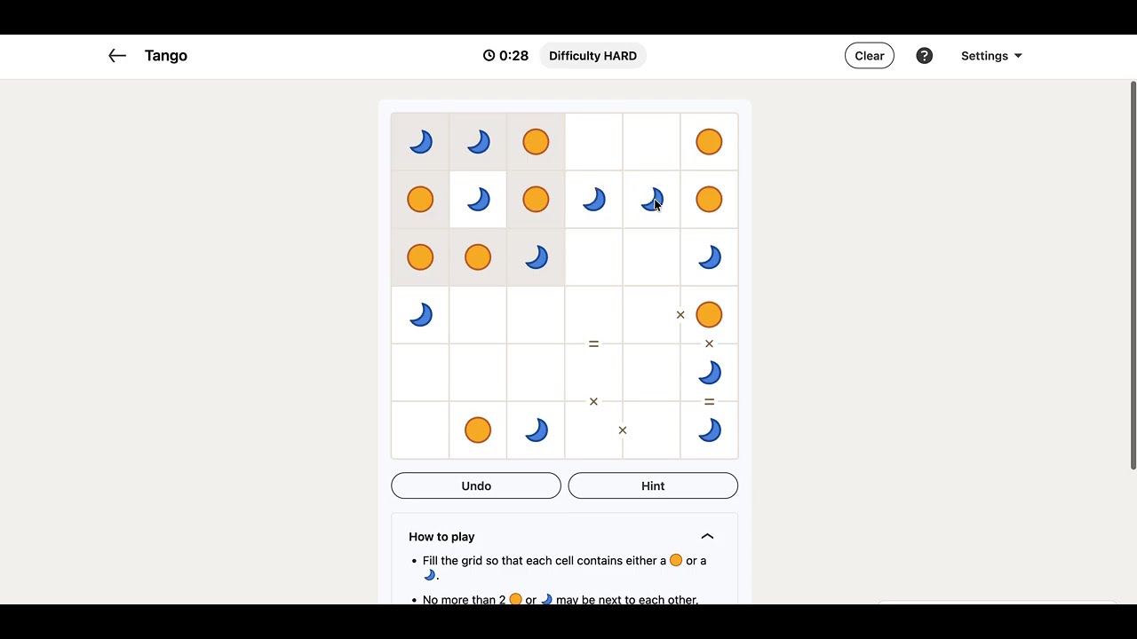LinkedIn Tango Answer Today - Puzzle 