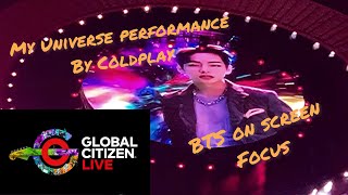 [BTS focus] Coldplay performs My Universe on Global Citizen New York 2021  - BTS on Screen