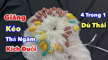 Lưới Dù Thái  Xịn (4 Trong 1 ): Vừa Giăng , Vừa Kéo , Thả Ngâm , Kích Đuổi… Phao ABS ,Nặng Tổng 13kg