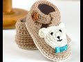 Zapatos de oso a crochet -baby shoes - ganchillo -tejido-0 a 3 meses