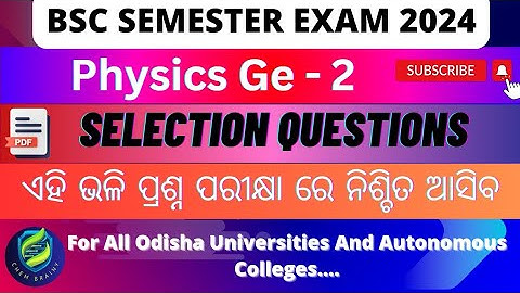 Ge 2 physics important questions 2024 l Bsc 2nd year l