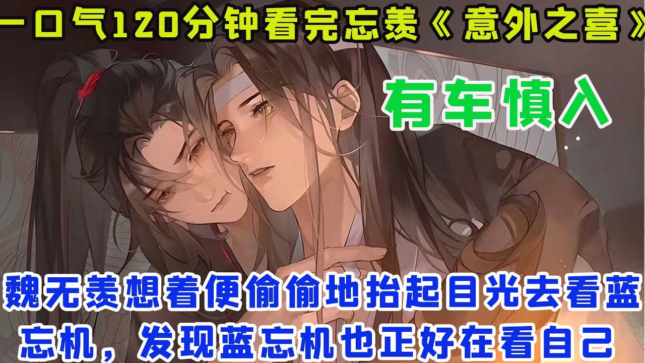 一口气120分钟看完忘羡《意外之喜》魏无羡想着便偷偷地抬起目光去看蓝忘机，发现蓝忘机也正好在看自己,魏无羡吓得一下子就将眼神收了回来,假装自己是不经意