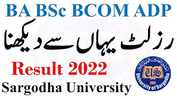 Sargodha University BA BSc ADP BCOM Result 2022 Links | Check Result UOS 2022 Links Online UOS