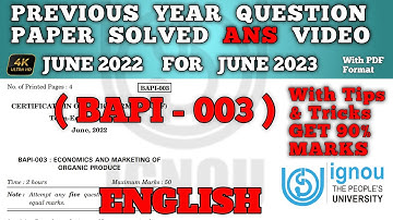 BAPI 003 Previous Year Question Paper Ans In English | Bapi 003 study material | Bapi 003 | Ignou