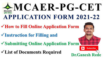 MCAER PG CET 2021|Application Form 2021|How to Fill Online Application Form MCAER PG CET 2021New Old