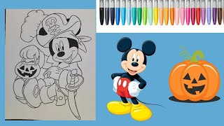 Mickey Mouse Halloween Coloring Page Disney Coloring Book - Relaxing Coloring for Kids Music