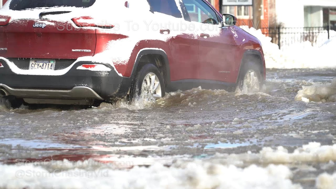Street flooding caused by Ice Jams in Meadville, PA - 1/13/2018