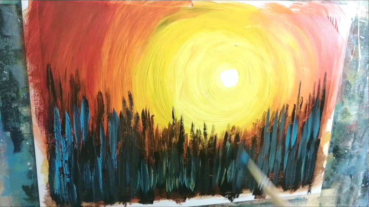 抽象風景画 油彩 简单风景抽象画日常绘画第68天Simple Landscape Abstract Painting