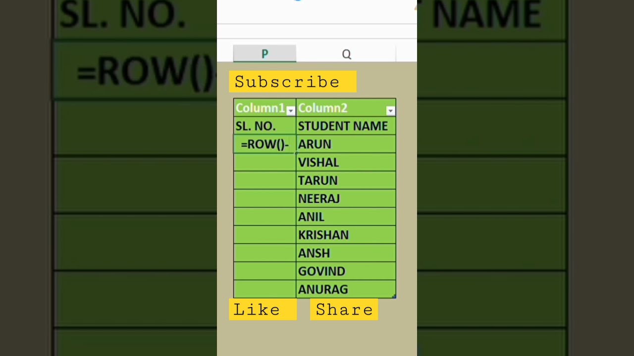 Auto Sl No In Table Format In Excel YouTube Auto Sl No In Table Format In Excel YouTube