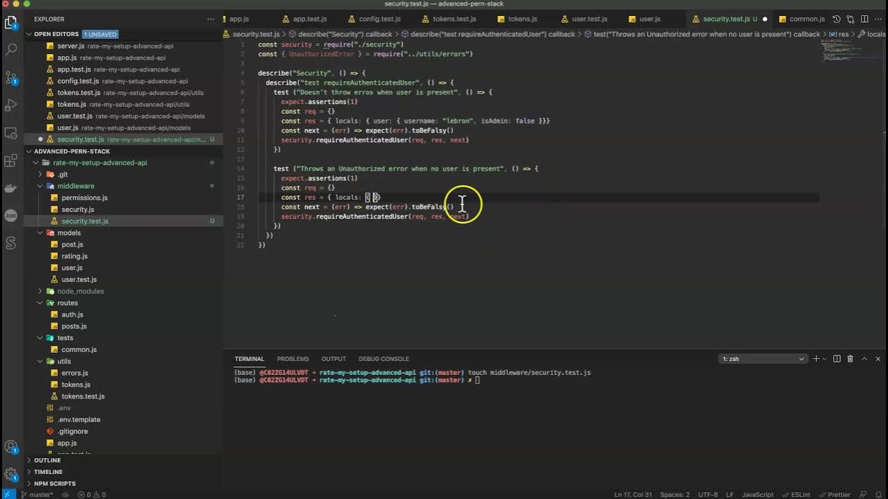 Testing Express APIs Part 6 Testing Security Middleware YouTube