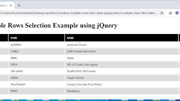 Select Multiple Rows on HTML table using jQuery