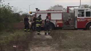 FDNY & DSNY RESPONDING & OPERATING TO FREE BRAND NEW FDNY KME ENGINE 309 THAT GOT STUCK IN THE SAND.