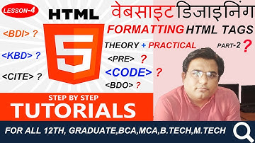 What are HTML5 Formatting Tags like pre,bdi,bdo,code,cite  How to write and run HTML code Lesson-4