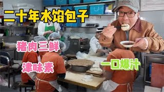 天津20年包子老店，津味素包子绝对特色，猪肉三鲜一口爆汁！