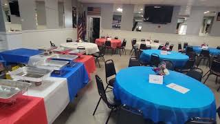 Rental Hall setup at Post 88 for our 26-27 Executive Board Installation Dinner June 2026