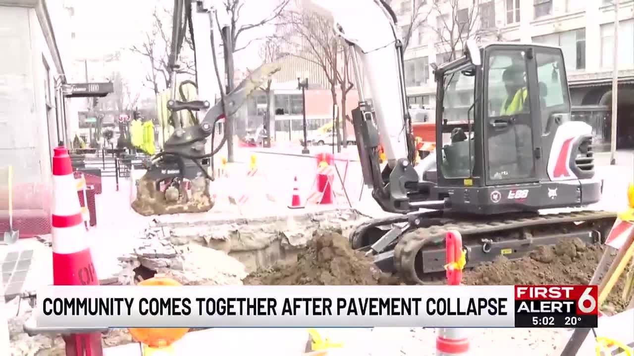 Community comes together after pavement collapse - YouTube
