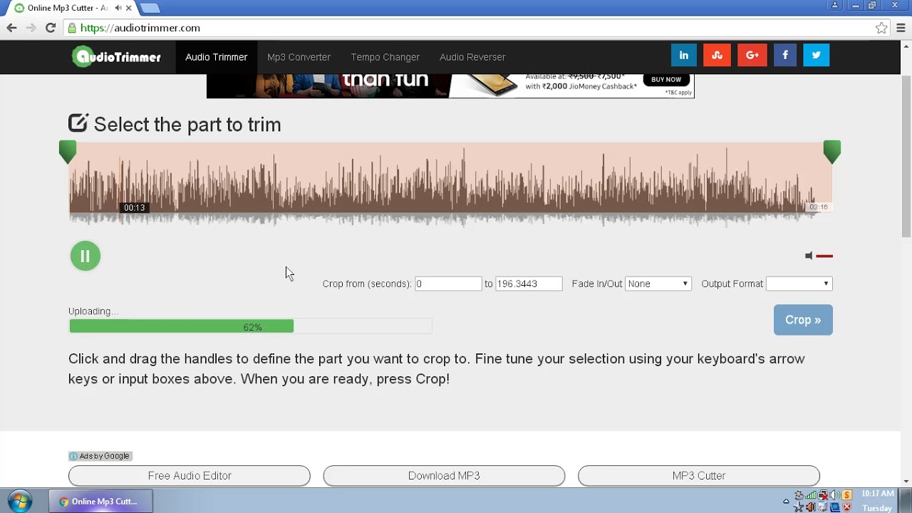 online audio cutter YouTube