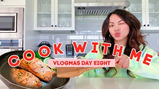 Cook With Me! Easy Pan Seared Salmon with Lemon Butter Recipe | Vlogmas Day 8, 2020