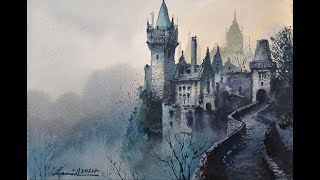 How to paint Castle in watercolor