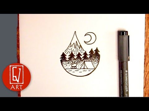 Simple Little Camp and Mountain Scape - GvinciArt - YouTube