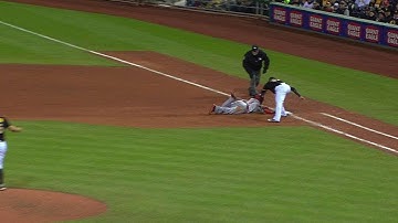 CIN@PIT: Reds challenge out call at first in the 8th