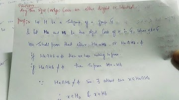 Any two right(left) Cosets are either disjoint or Identical.