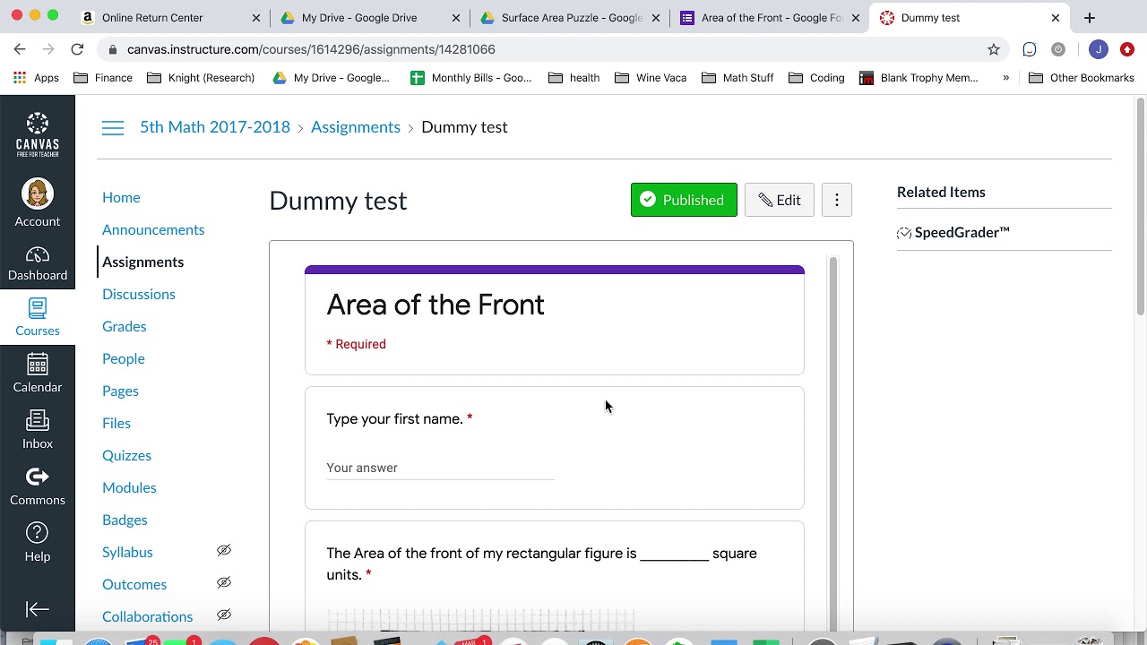 google form canvas assignment