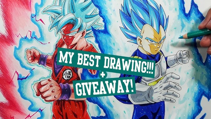 Dragon Ball - Desenho - Draw - Feito a mão - Goku - Super saiyajin blue -  blue - kaioken - blu…