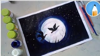 poster easy painting colour night acrylic moonlight paint very