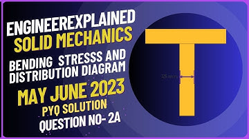 Problem on bending Stress in T Section Beam - bending Stress in Beams solid mechanics pyq solution