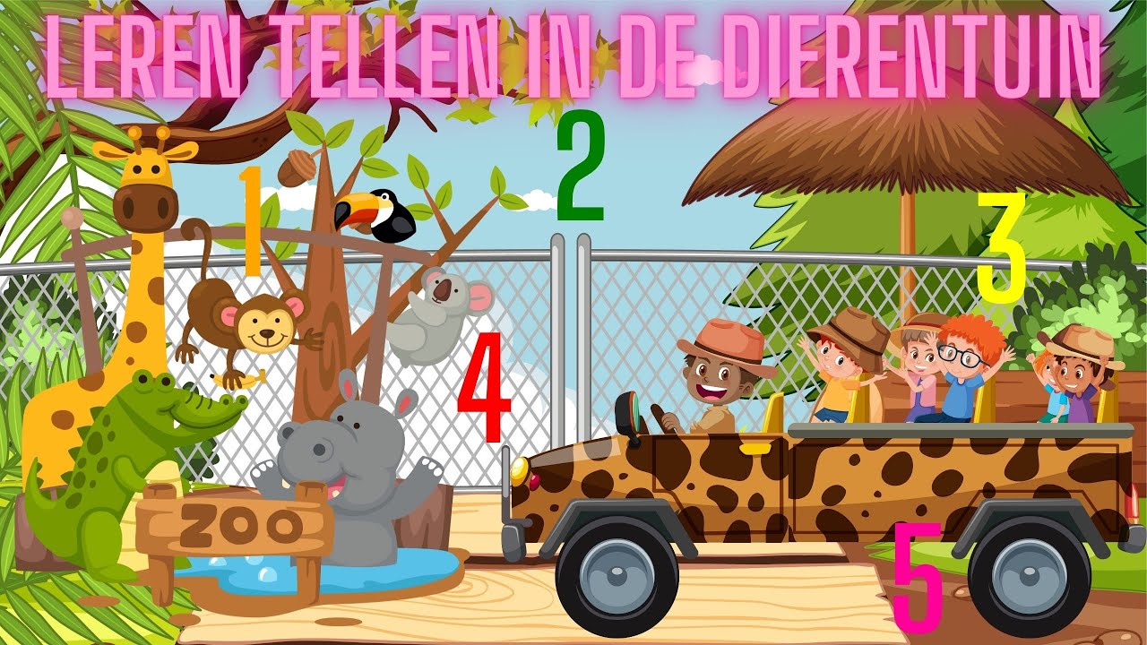 Leren Tellen in de Dierentuin 🐒 🦁🐘 Getallen Leren voor Peuters en Kleuters 1️⃣2️⃣3️⃣