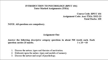 BPCC 101 IGNOU SOLVED ASSIGNMENT 2022-2023 | ENGLISH INTRODUCTION TO PSYCHOLOGY | JULY 2022 JAN 2023