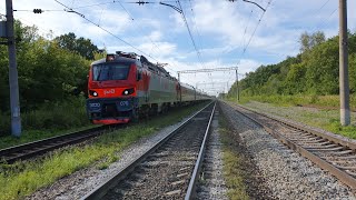ЭП20-070 на трёхпутке с поездом 70 Москва-Липецк на подходе к Дягилево