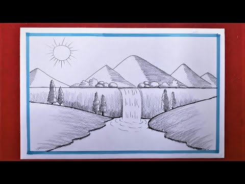 Easy landscape drawing step by pencil/ easy scenery art /nature drawing/  easy scenery with pencil - YouTube