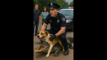 🚨 Brave Police Rescue Crocodile from Dog Attack 🐊🐕 | Real Life Hero #animals  #animalrescue #shorts