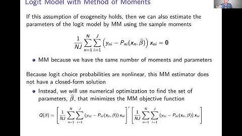Week 8: Generalized Method of Moments | Video 9: Logit Model with GMM