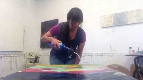 Instagram Story: Fusing a large encaustic paintng with a Blow Torch