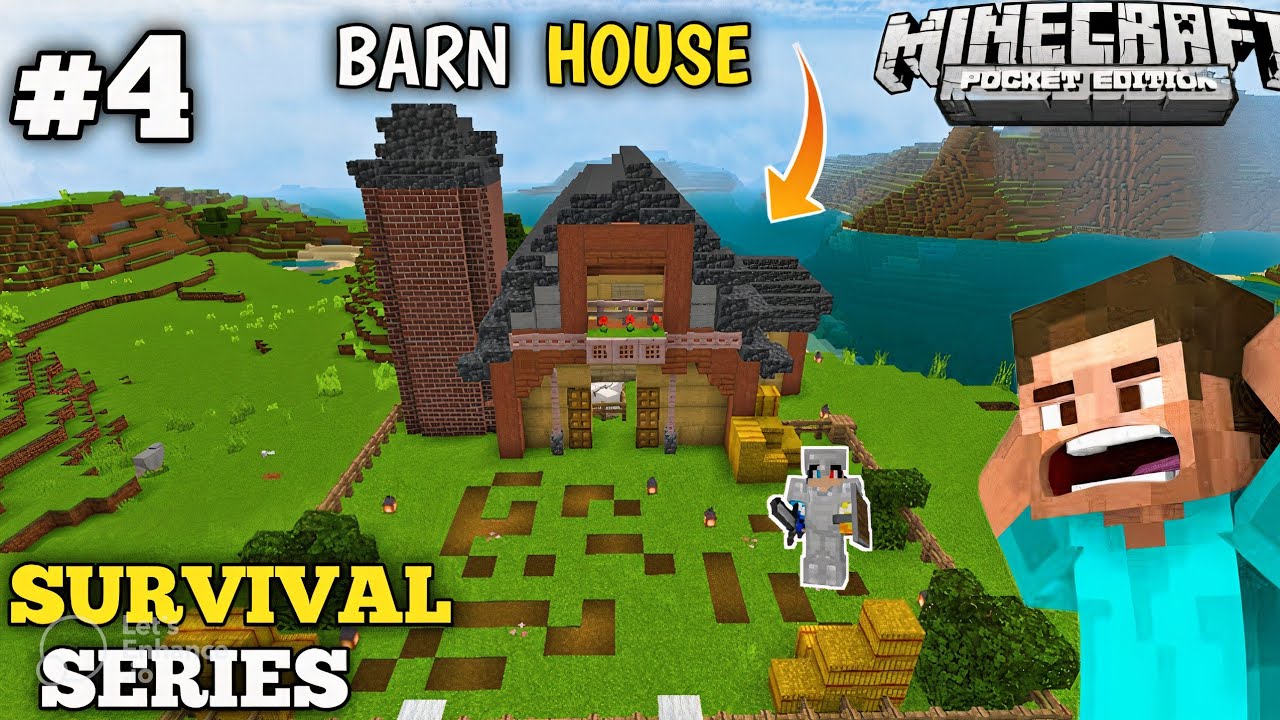 I made a giant Barn house in my survival world🤩 ! MINECRAFT PE 🔥 ...