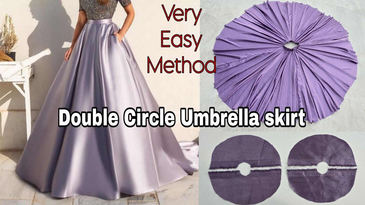 Umbrella skirt cutting and Stitching | Double circle skirt | Full Flare Umbrella Gown