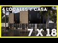 PLANO DE LOCALES Y CASA DE 7 X 18 METROS | COMERCIAL PLANS 7 X 18 METERS