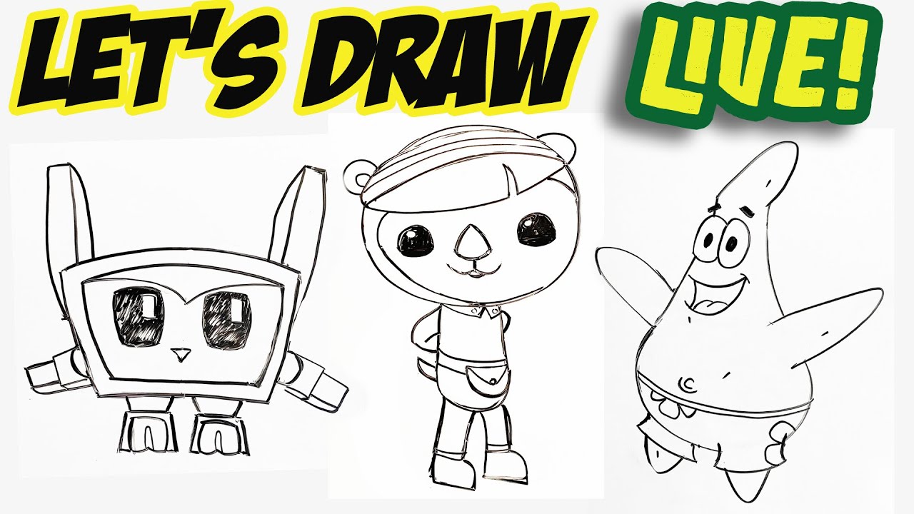 LIVE Drawing Lessons! Island Owl  - Pearl from The Octonauts - Patrick from Spongebob