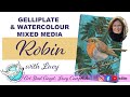 Gelliplate and watercolour Robin - Full Tutorial