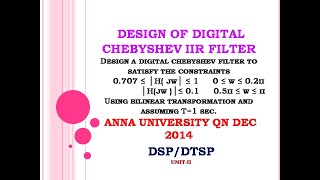 Design of digital Chebyshev filter using bilinear transformation | Nov 2014