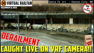 TRAIN DERAILS ON LIVE VRF SANTA FE JUNCTION CAMERA! DO NOT HUMP CAR, WRAPPED ENGINES & MORE 12/13/22