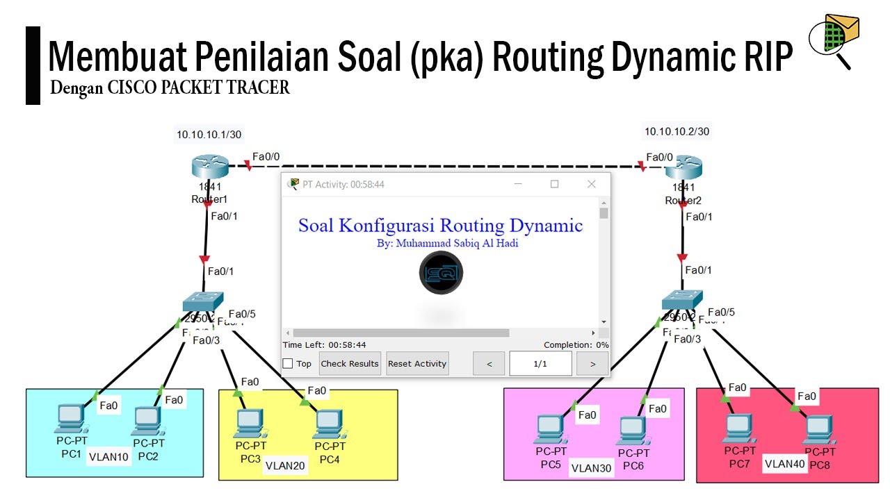 Membuat penilaian soal pka Routing Dynamic RIP || Cisco Packet Tracer ...