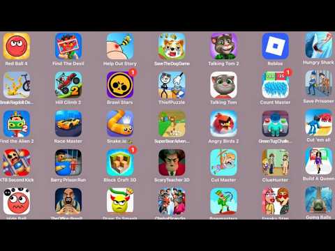Roblox, Brawl Stars, Angry Birds 2, Hill Climb Racing 2, Talking Tom 2, Red Ball 4, Snake.io